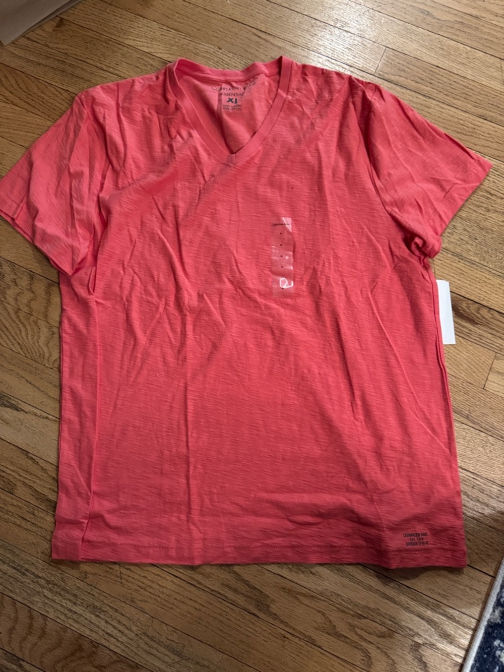 Calvin Klein Jeans Men's V-Neck Tee in Coral